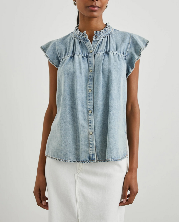 Rails Women's Ruthie Faded Denim Top MSRP $168