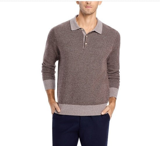 The Men's Store at Bloomingdale's Herringbone Jacquard Polo Sweater MSRP $168