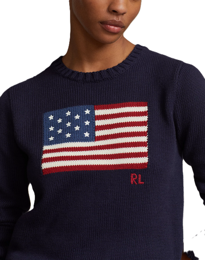 POLO Ralph Lauren Flag Cotton Crewneck Sweater MSRP $398