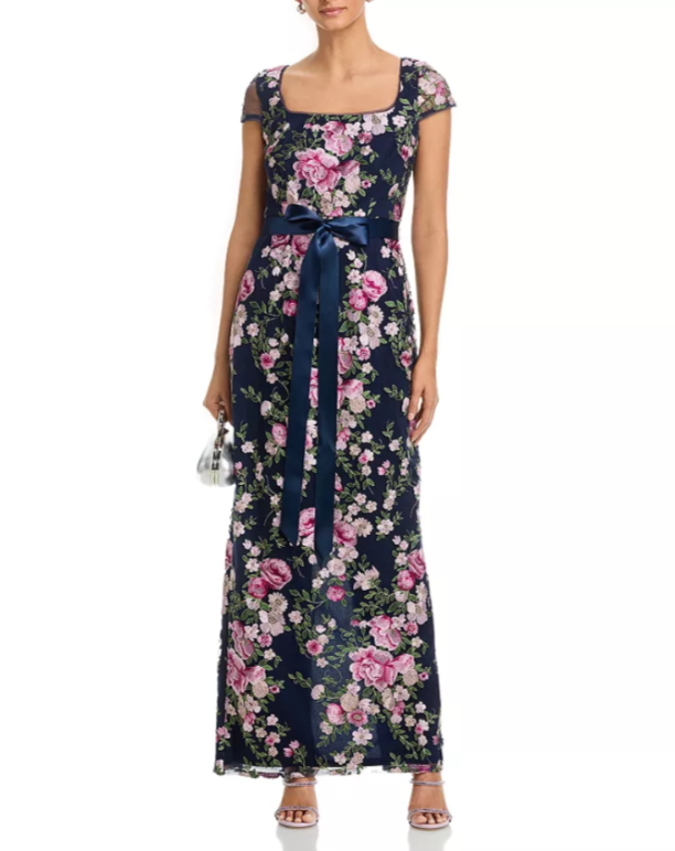 Adrianna Papell Cascading Floral Column Gown MSRP $269
