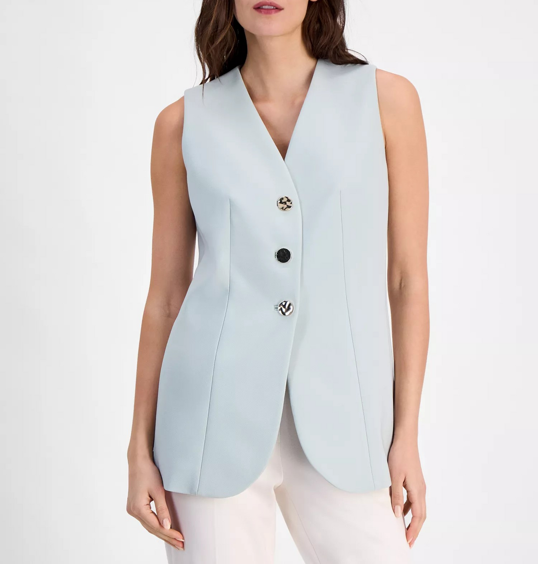 Anne Klein Women's Stretch Sleeveless V-Neck Vest MSRP $119