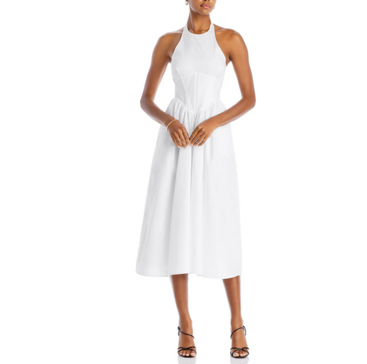 Bardot Kylen Cotton Halter Midi Dress MSRP $169