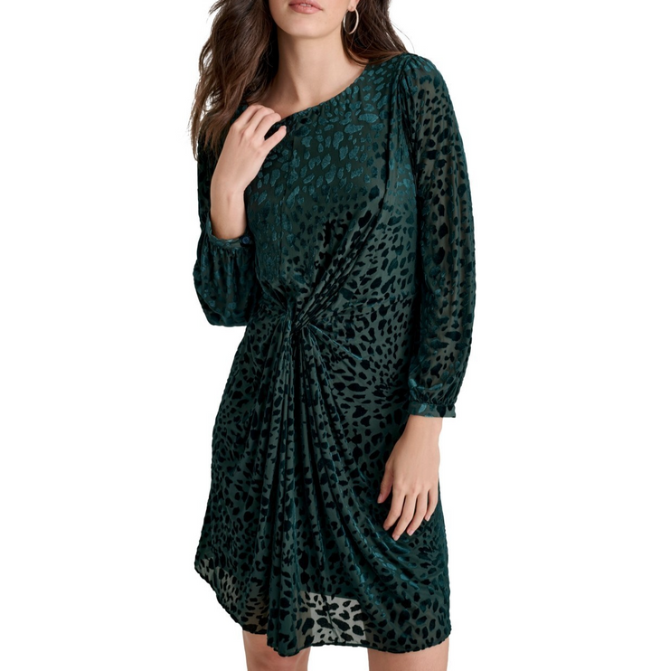 Dkny Boat-Neck Long-Sleeve Twist-Front Dress MSRP $134
