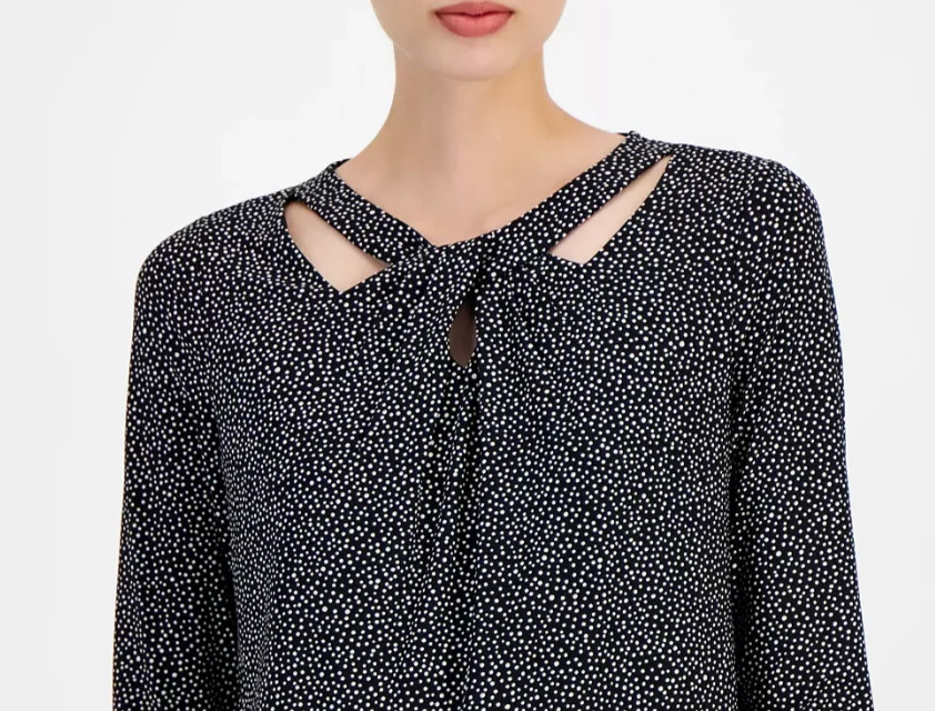 Kasper Printed Twist-Neck Top MSRP $69
