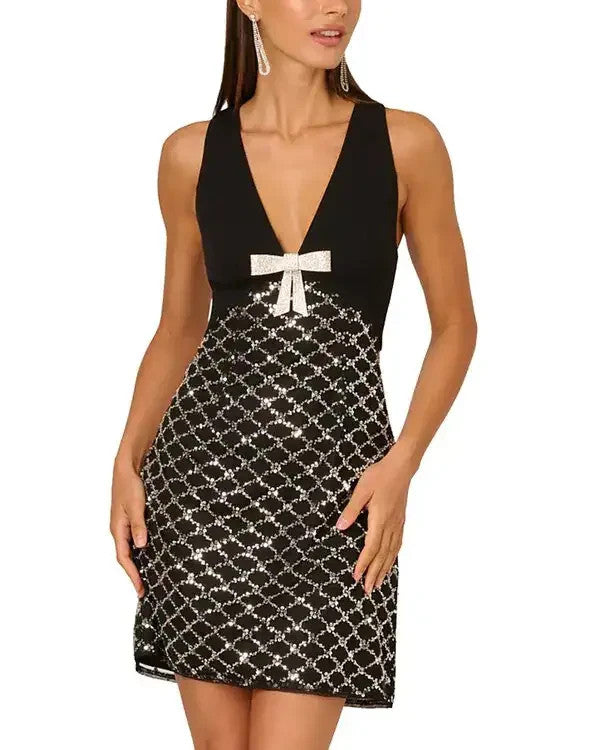 Adrianna By Adrianna Papell Sequined Mini Dress MSRP $265