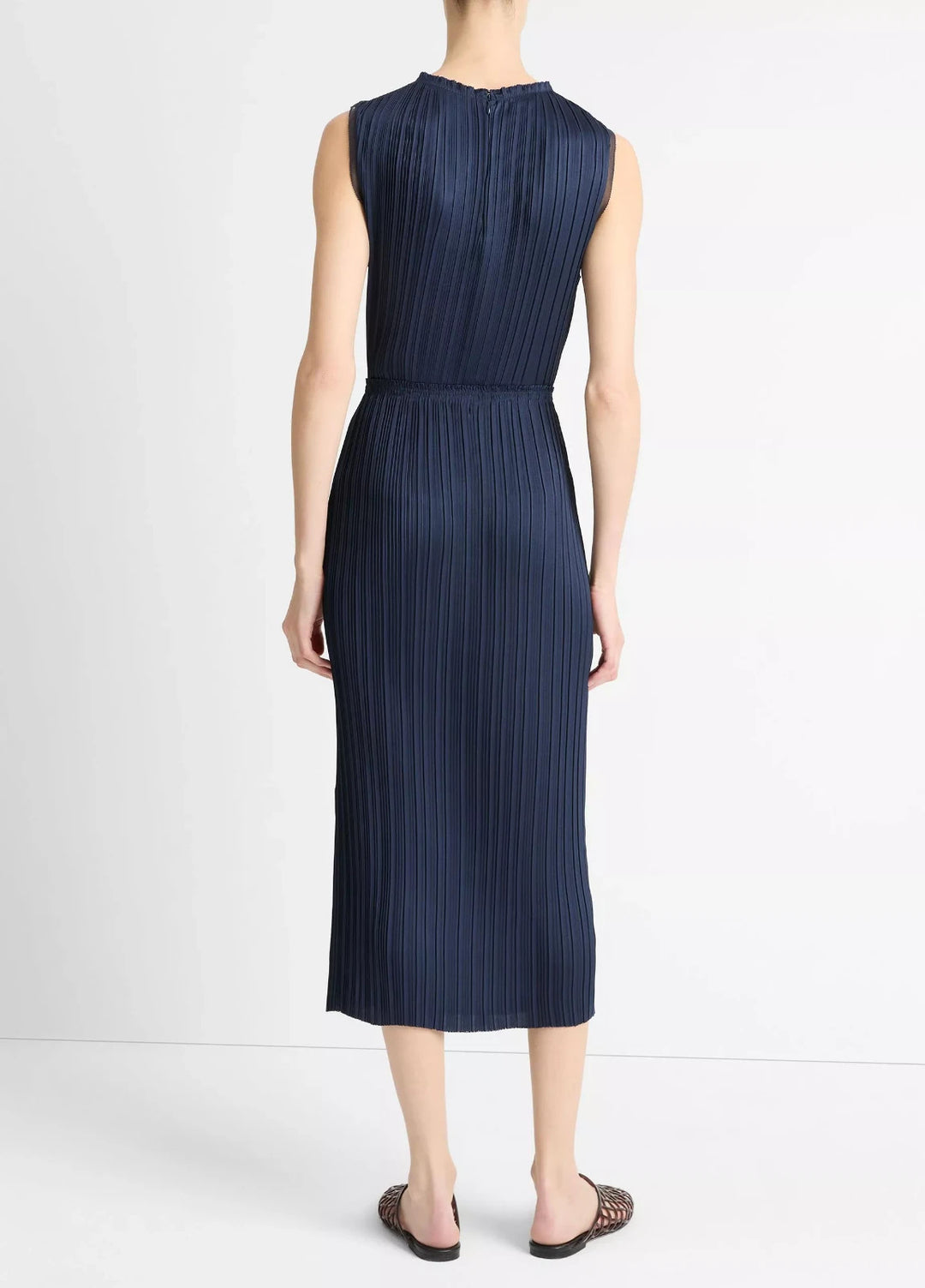 Vince Pleated Straight Pull-On Midi Skirt MSRP $398