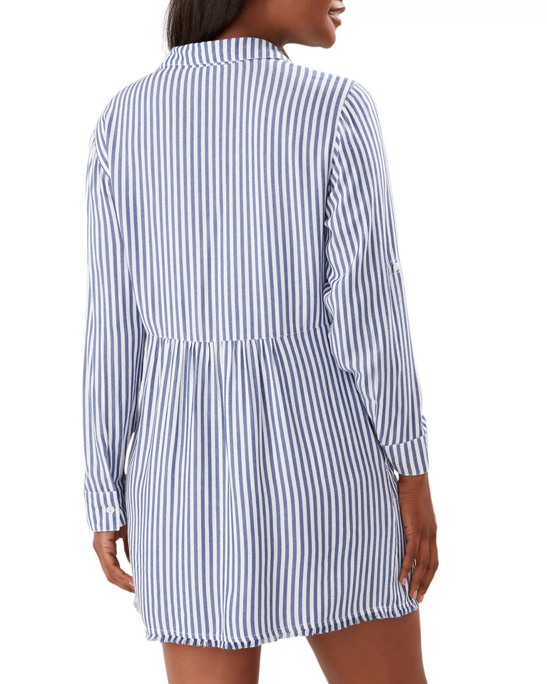 Tommy Bahama Chambray Stripe Boyfriend Shirt Swim Cover-Up MSRP $110
