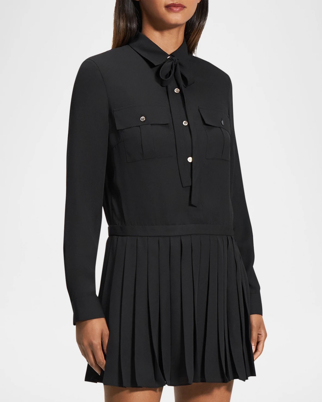 Theory Pleated Mini Shirtdress MSRP $395