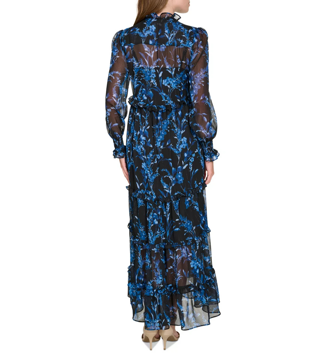 Tommy Hilfiger Women's Provincial Floral Chiffon Ruffled Dress MSRP $159