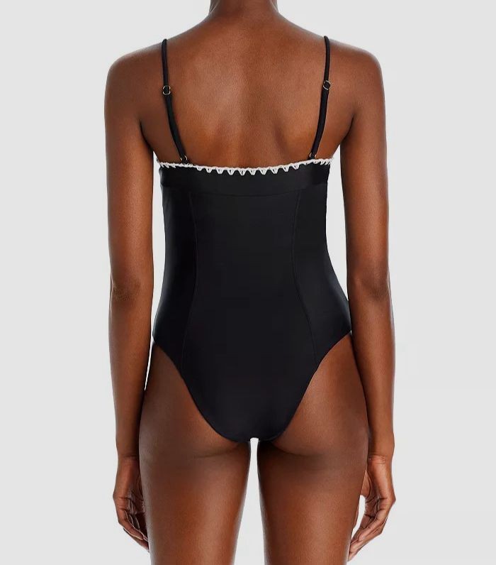Ramy Brook Addisyn Crochet Trim One Piece Swimsuit MSRP $259