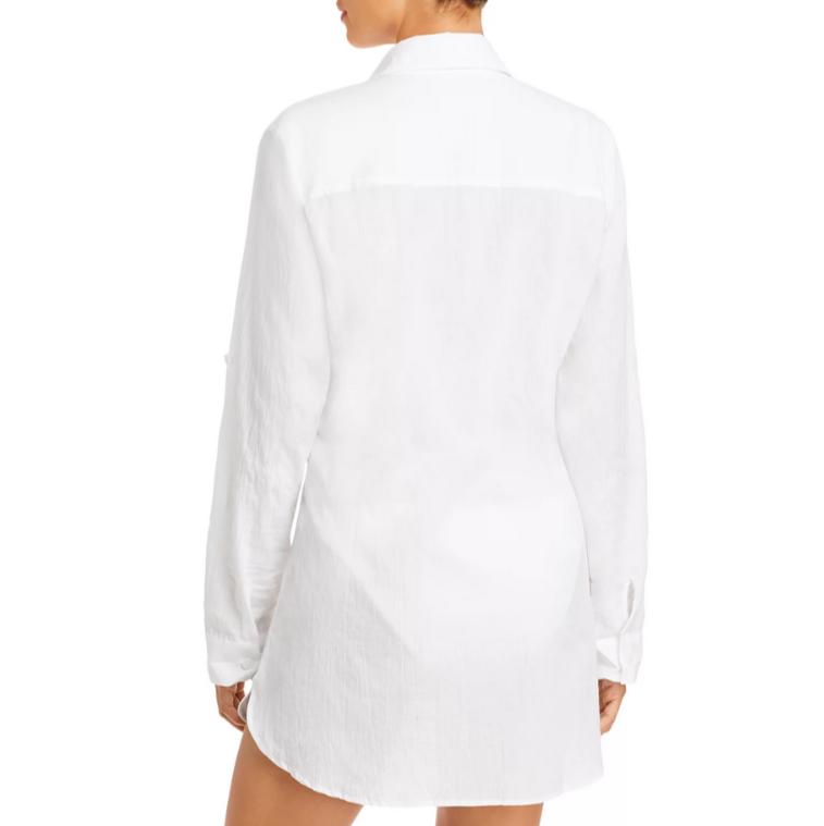 Tommy Bahama Crinkle Boyfriend Shirt Swim Cover-Up MSRP $78