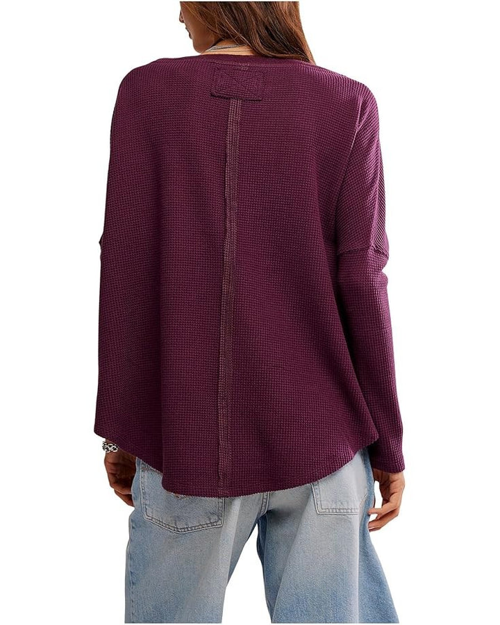 Free People Latte Blues Thermal Solid Sweater MSRP $68