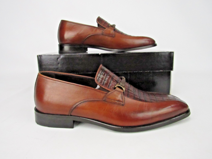 Classic Men’s Croc Embossed Calf Leather Loafers – Handcrafted Size EU 41
