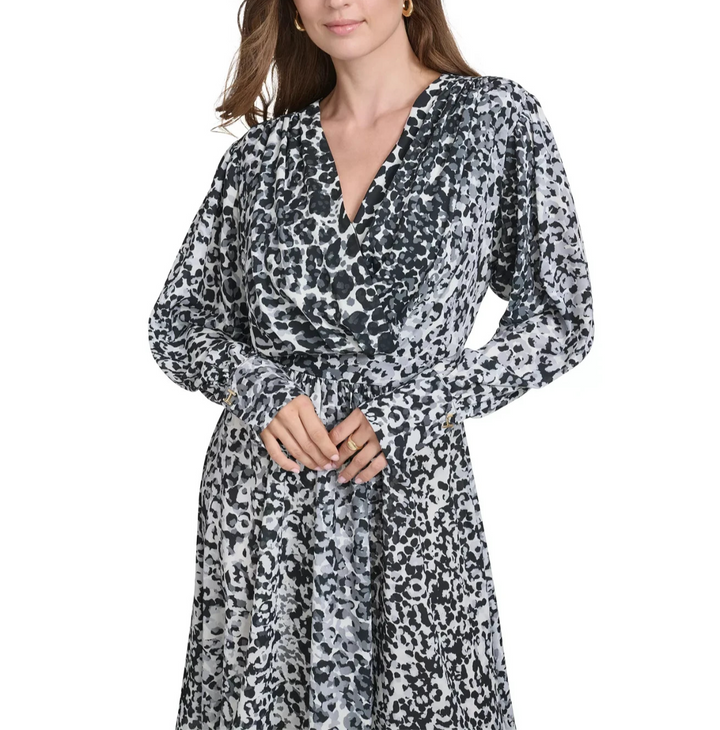 Halston Women's Animal-Print Fit & Flare Dress MSRP $139