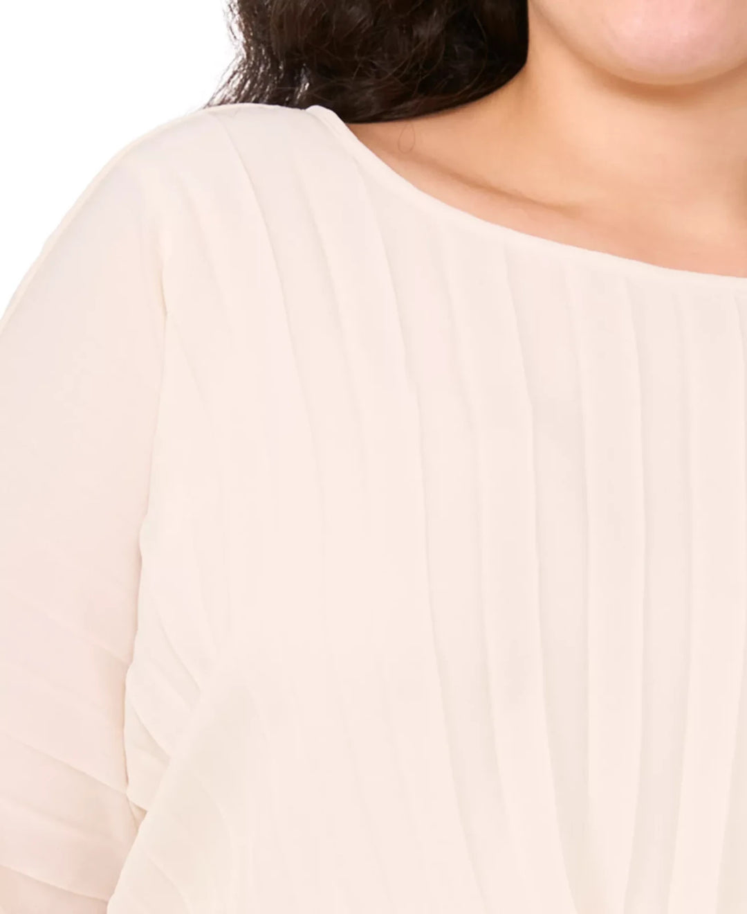 MSK Plus Size Round-Neck Flutter-Sleeve Pleated Midi Dress MSRP $119
