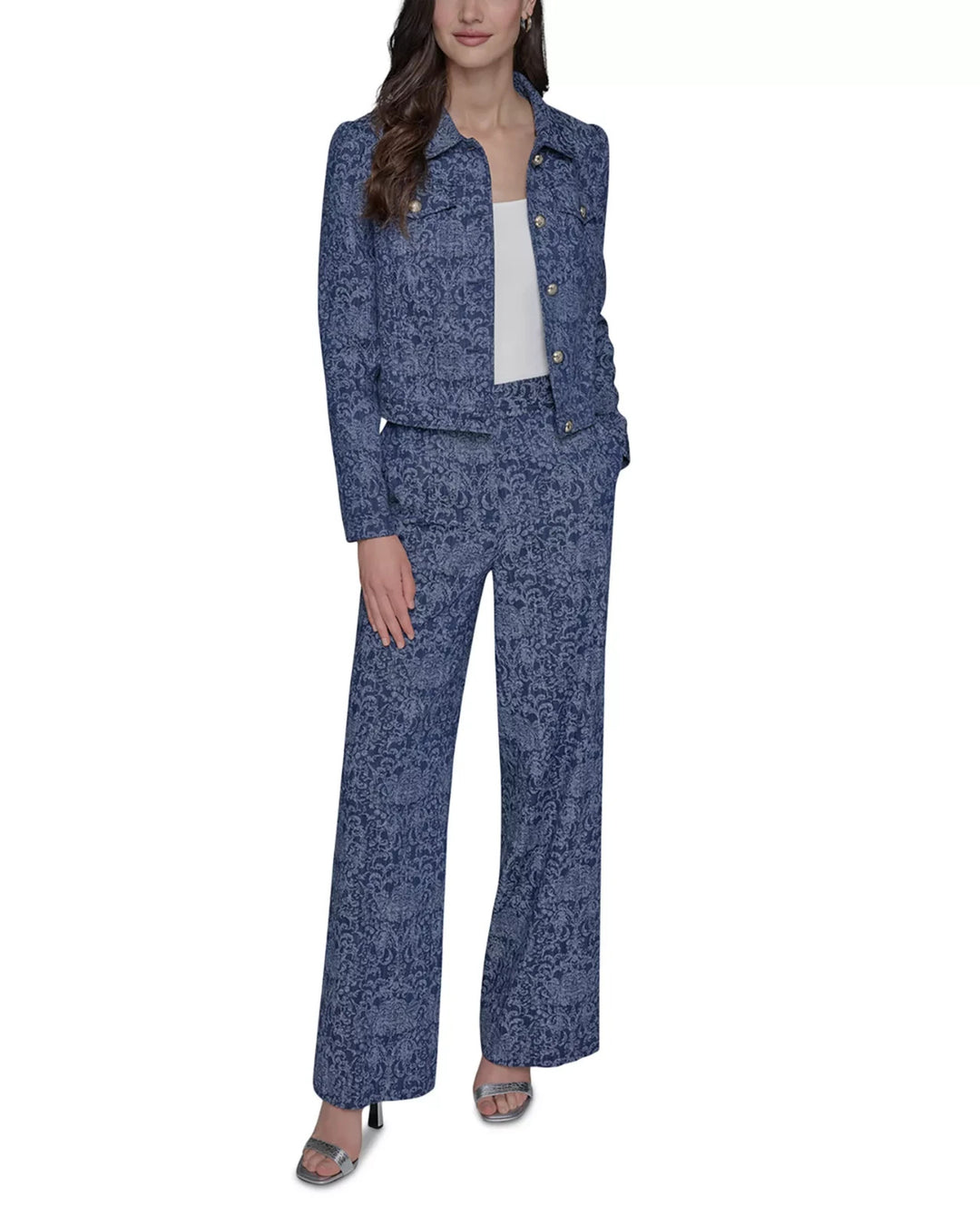 Karl Lagerfeld Paris Cropped Motif Jean Jacket MSRP $189