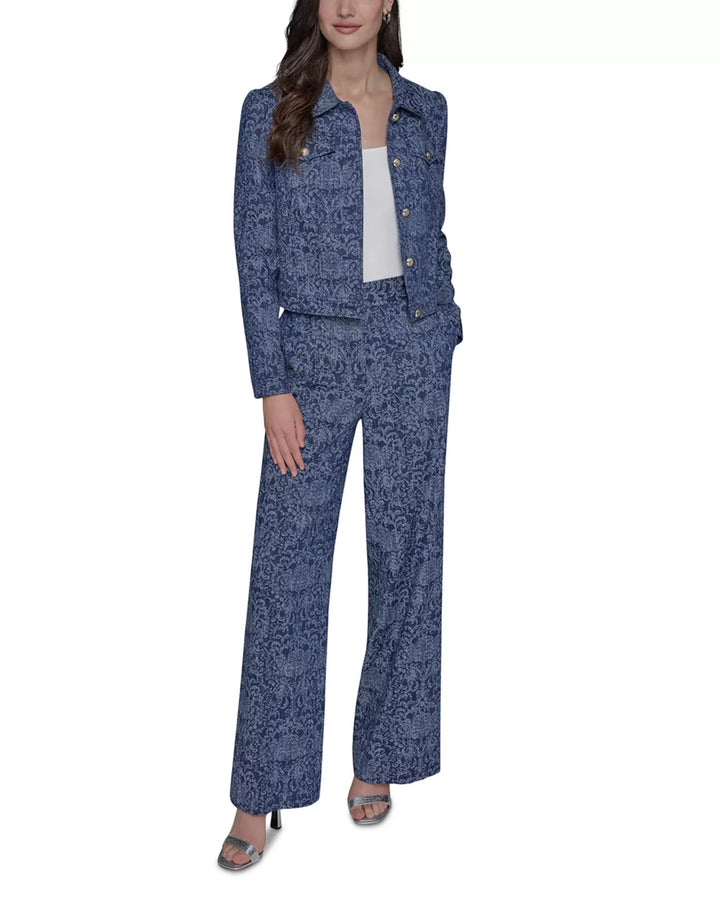 Karl Lagerfeld Paris Cropped Motif Jean Jacket MSRP $189