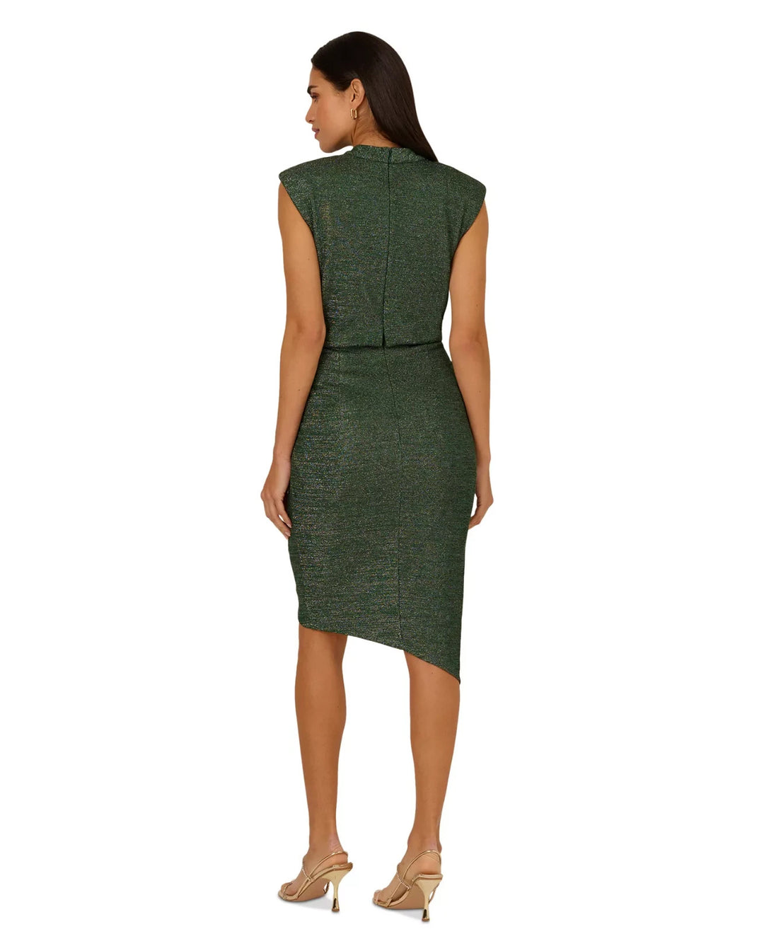Adrianna Women's Metallic-Knit Mock-Neck Sheath Dress MSRP $175