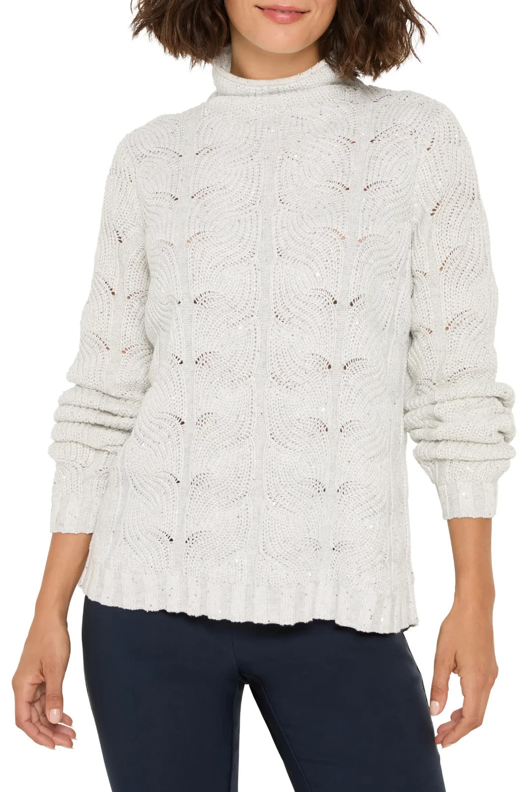 NIC+ZOE Cable Knit Sparkle Sweater MSRP $178