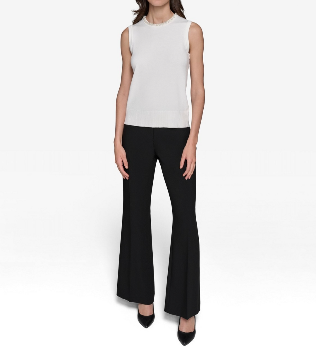 Karl Lagerfeld Paris Women's Simulated Pearl Tank MSRP $89