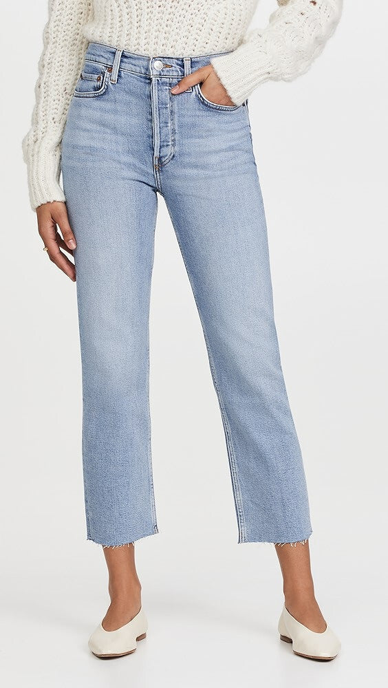RE/DONE High Rise Comfort Stretch Stove Pipe Jeans MSRP $265