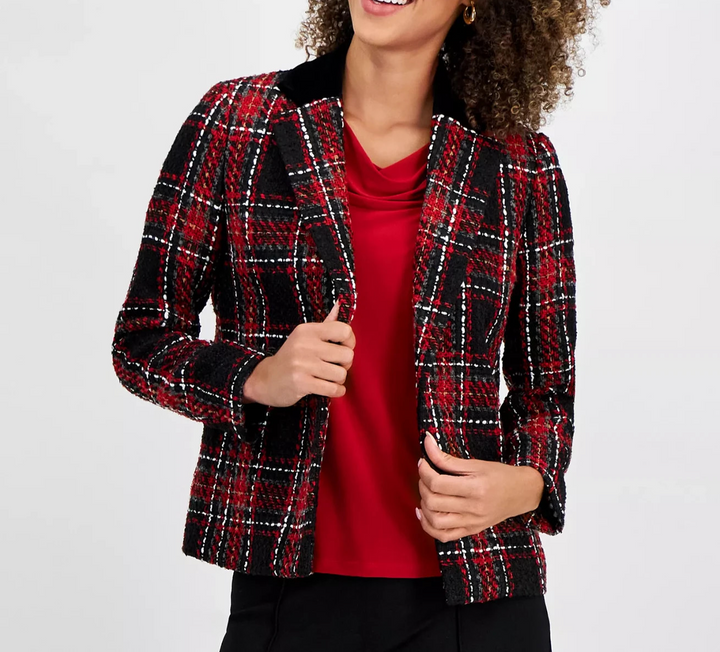 Kasper Women's Plaid Tweed Blazer, Regular & Petite MSRP $149