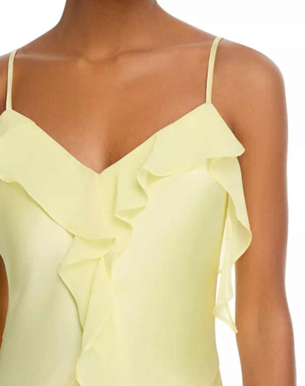 AQUA Long Satin Ruffled Gown MSRP $298