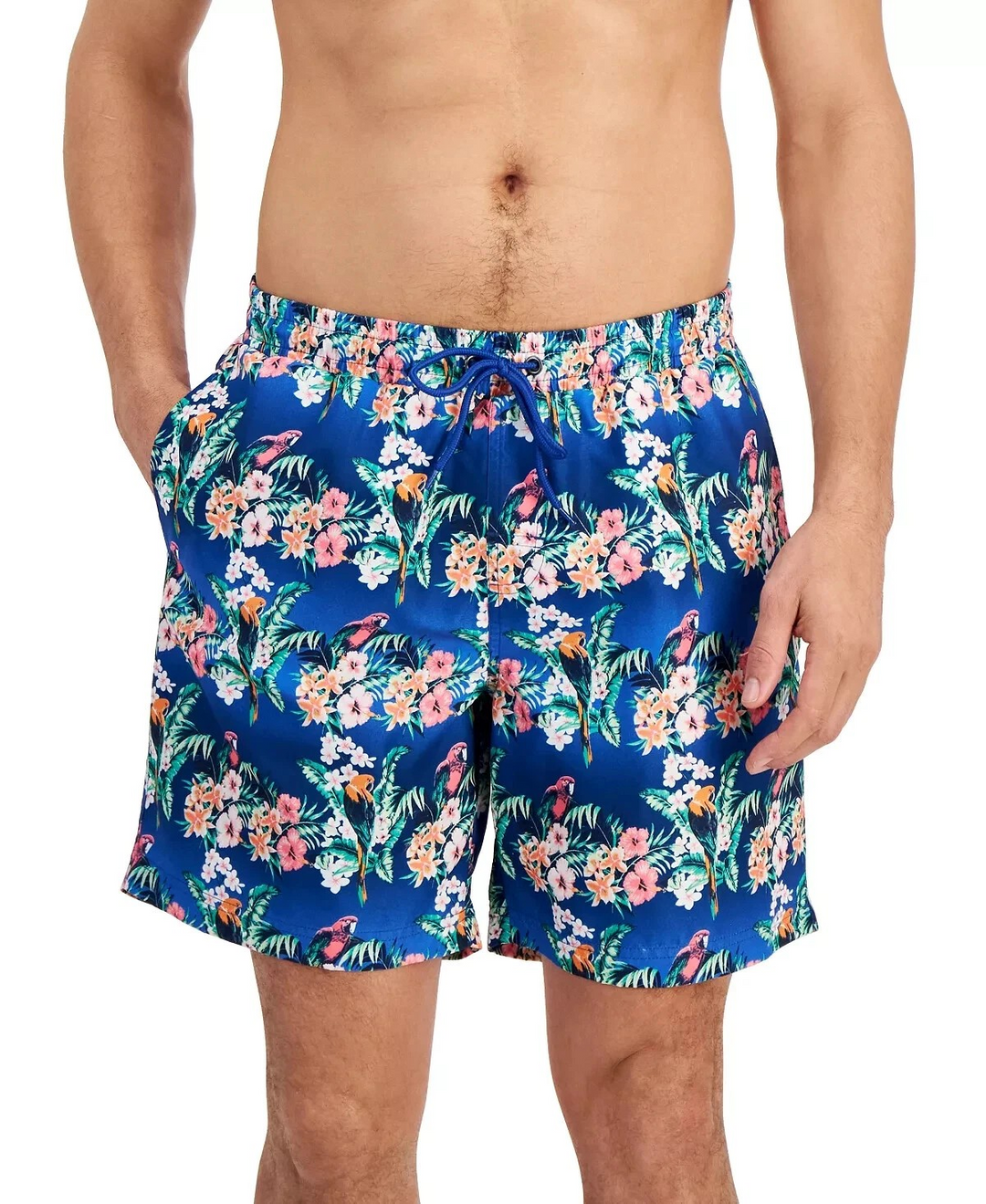 Club Room Men's Bird Tropical Floral-Print Quick-Dry 7" Swim Trunks MSRP $45