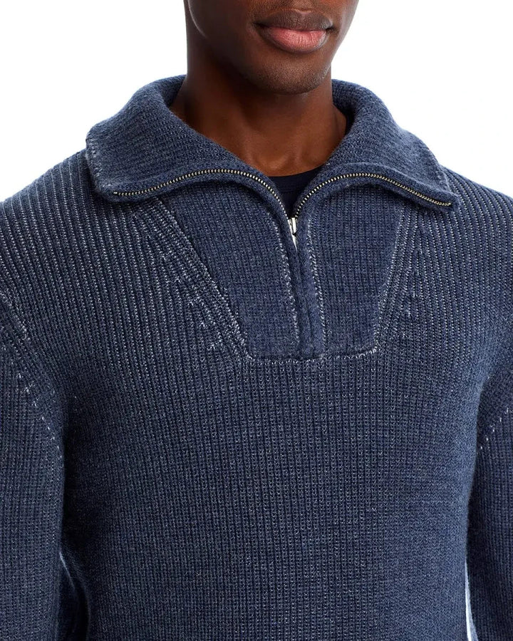 The Men's Store Merino Wool Ribbed Quarter Zip Sweater MSRP $268