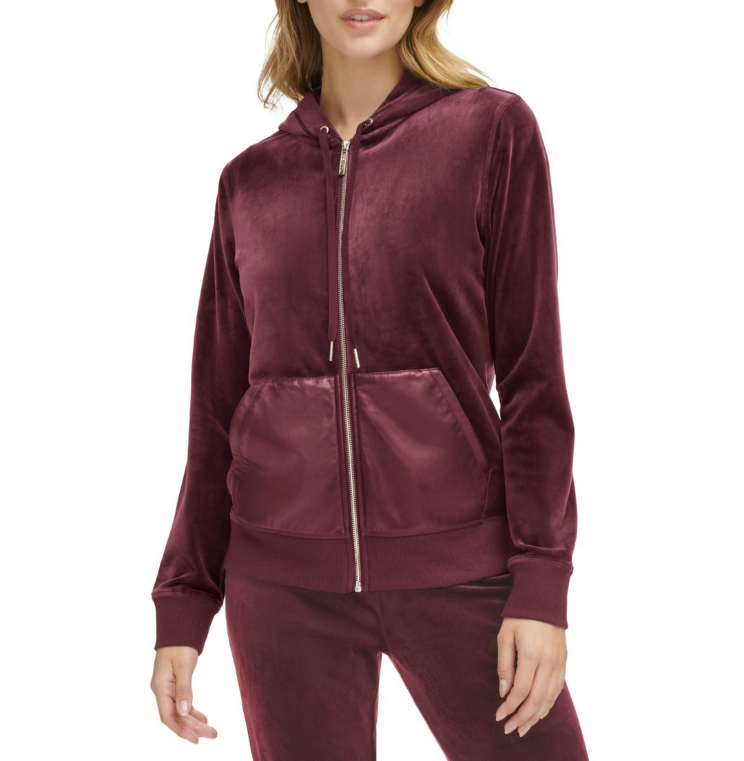 Calvin Klein Velour Mixed Media Zip Hoodie MSRP $89.50