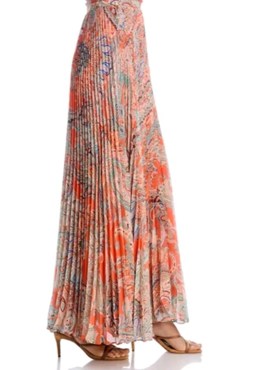 L'Agence Torin Pleated Maxi Skirt MSRP $550