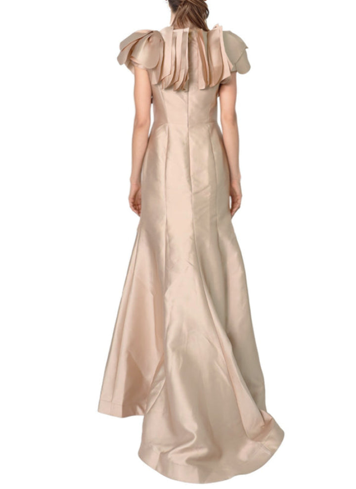 Rene Ruiz Bardot Rosette Detail Mikado Gown 12B 2284