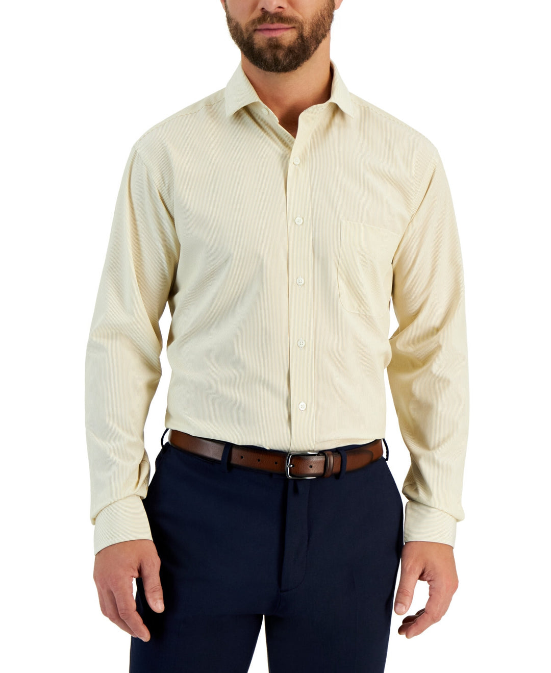 Club Room Regular Fit Traveler Fine Stripe Dress Shirt MSRP $60