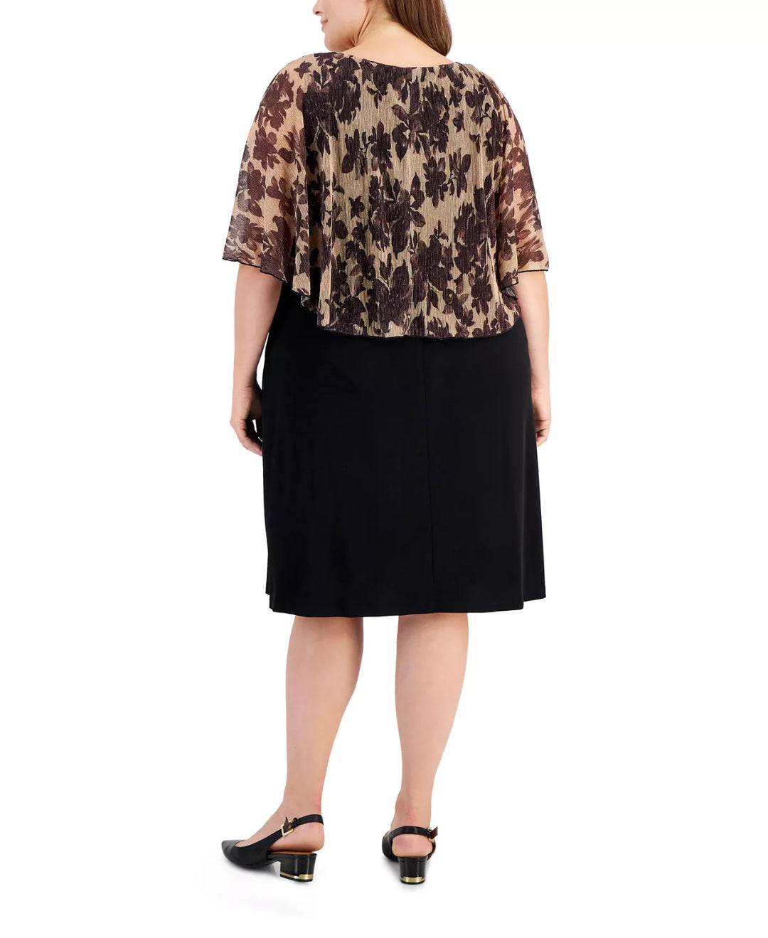 Connected Plus Size Round-Neck Cape-Overlay Sheath Dress MSRP $89