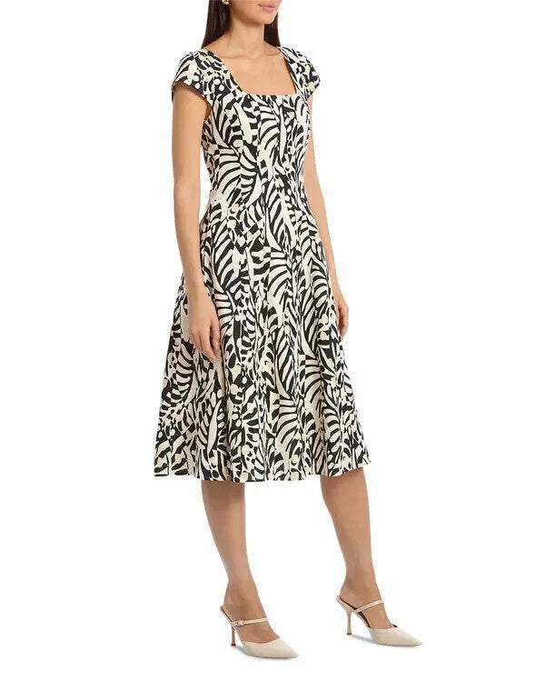 Bagatelle Printed Square Neck Seamed Flare Midi Dress MSRP $148