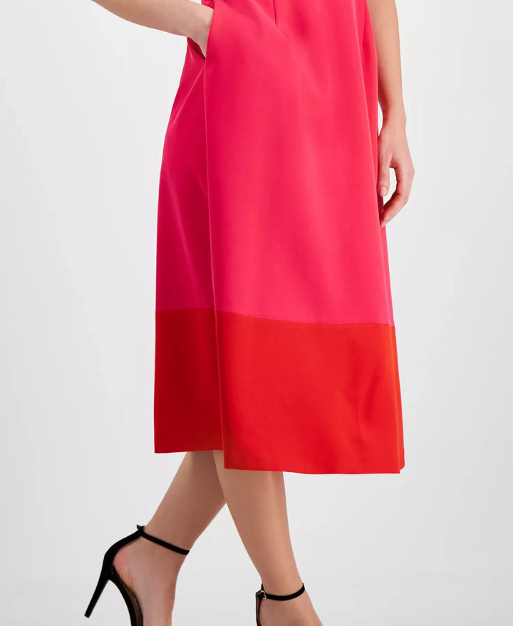 Anne Klein Women's Colorblocked Midi Dress MSRP $139