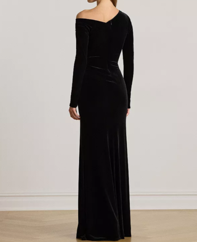 Lauren Ralph Lauren Velvet Asymmetrical Gown MSRP $295