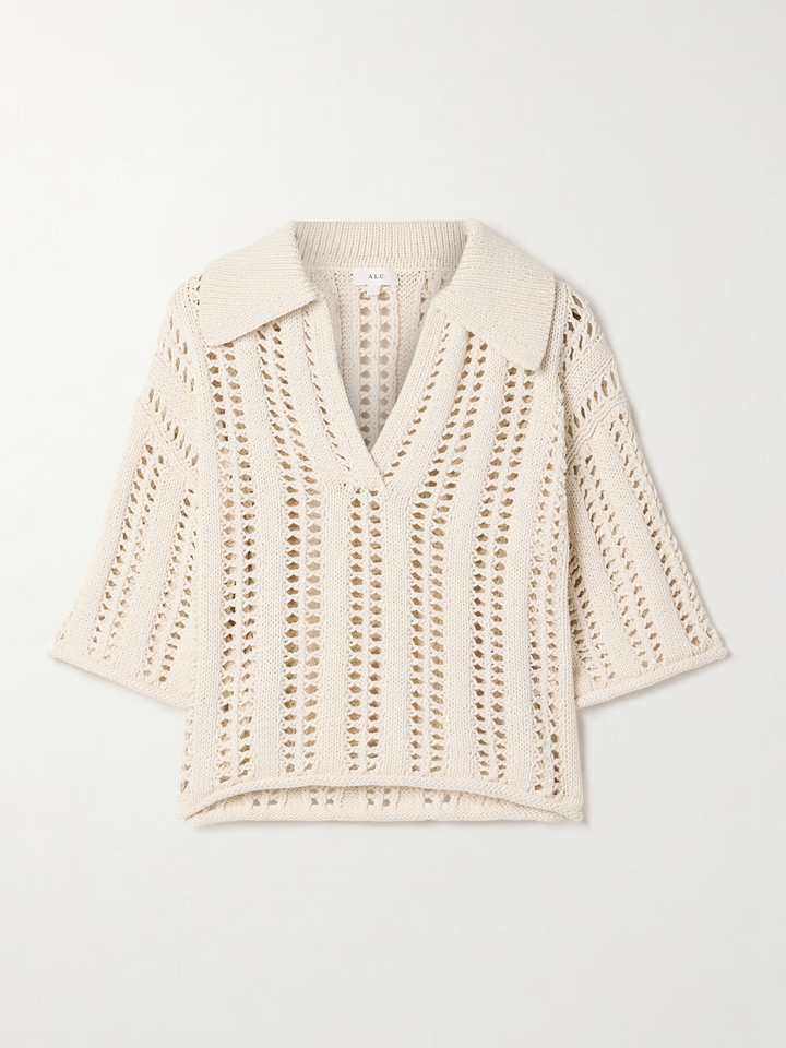 A.L.C. Emil Cotton Open Knit Top MSRP $395