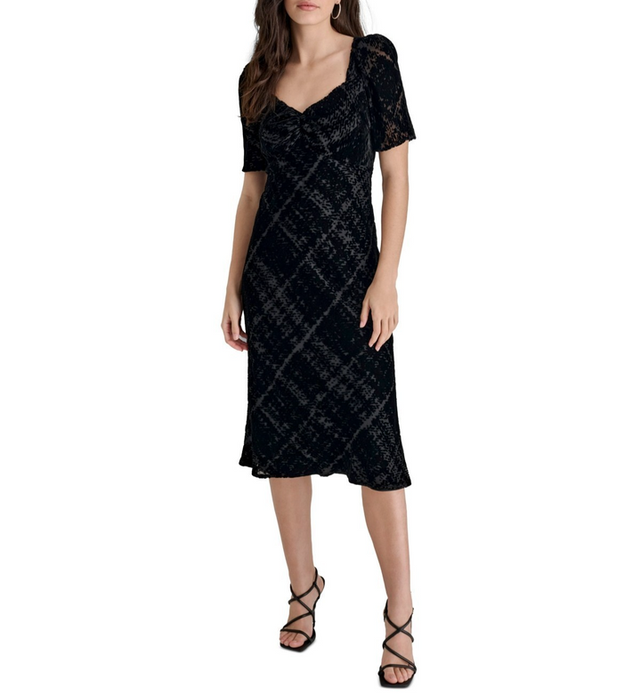 DKNY Women's Sweetheart-Neck Velvet MIDI Dress MSRP $139