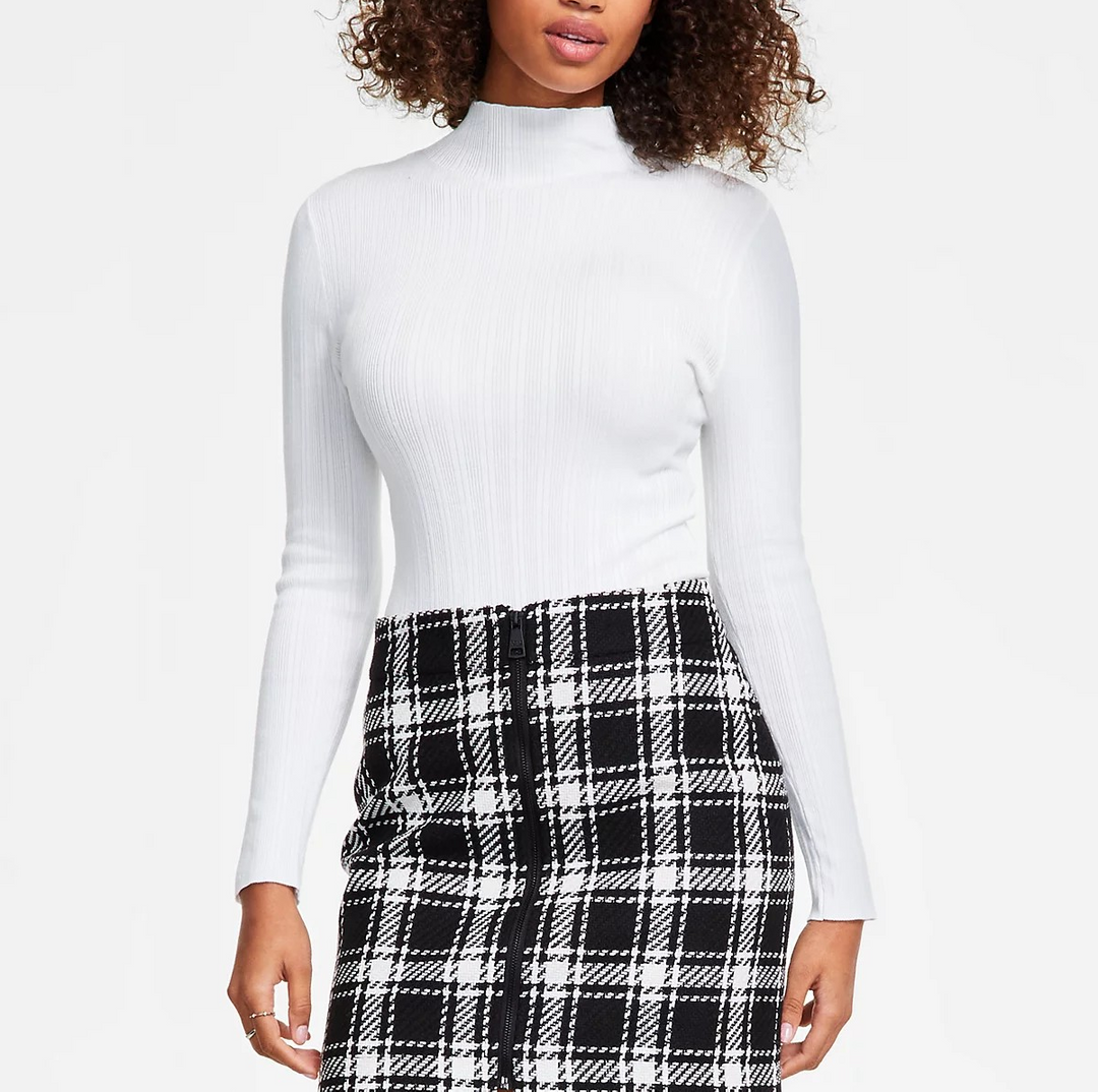 Dkny Jeans Women's Ribbed Mock Neck Bodysuit MSRP $69