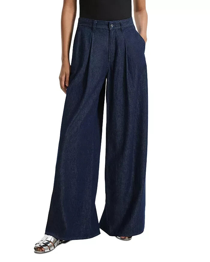 Theory Pleated High Rise Wide Leg Jeans MSRP $295