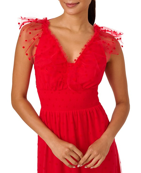 Adrianna by Adrianna Papell Women's Sleeveless Dot-Mesh Dress MSRP $159