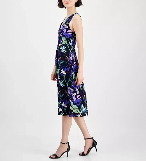 Connected Strappy V-Neck Floral Midi Dress MSRP $69
