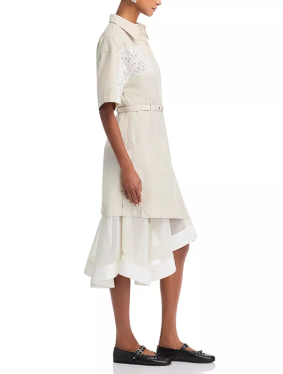 3.1 Phillip Lim Lace Trim Belted Shirt Dress MSRP $695