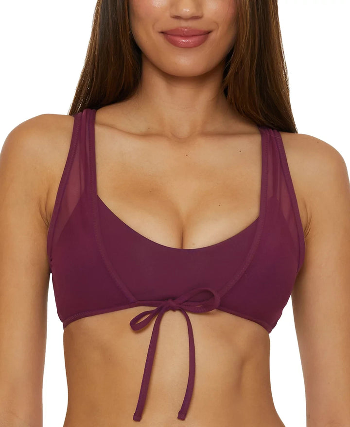 BECCA Muse Mesh-Overlay Multi-Way Bralette Bikini Top MSRP $88