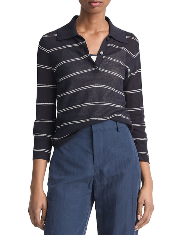 Vince Striped Cotton Piqué Polo MSRP $265