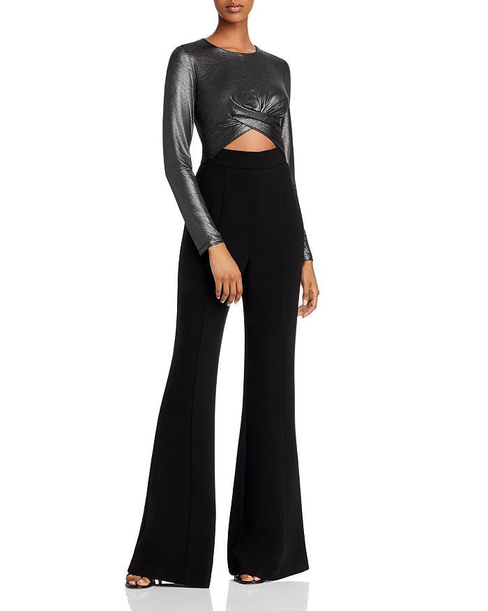 Black Halo Angie Metallic Cutout Combo Jumpsuit MSRP $415