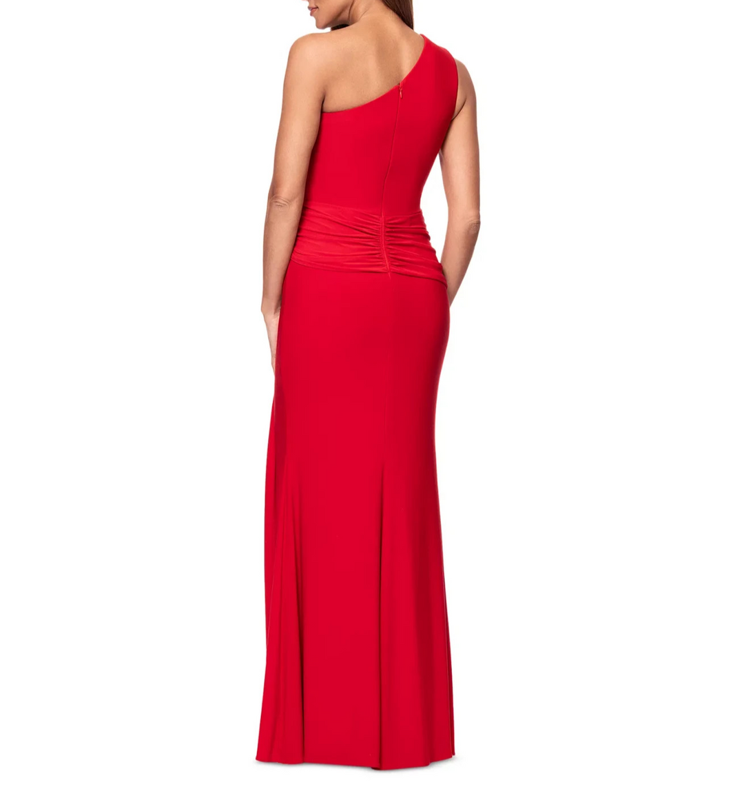XSCAPE Petite One-Shoulder Draped-Detail Gown MSRP $209