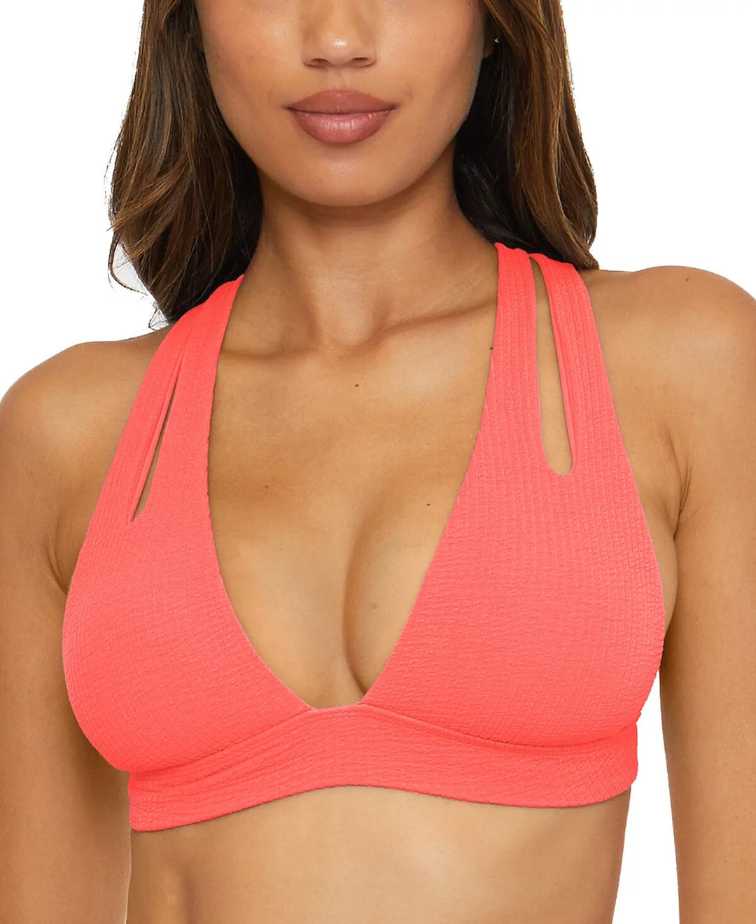 Becca Women's Textured Pucker Up Tear Drop Bikini Swim Top MSRP $56  #U5 503 NEW