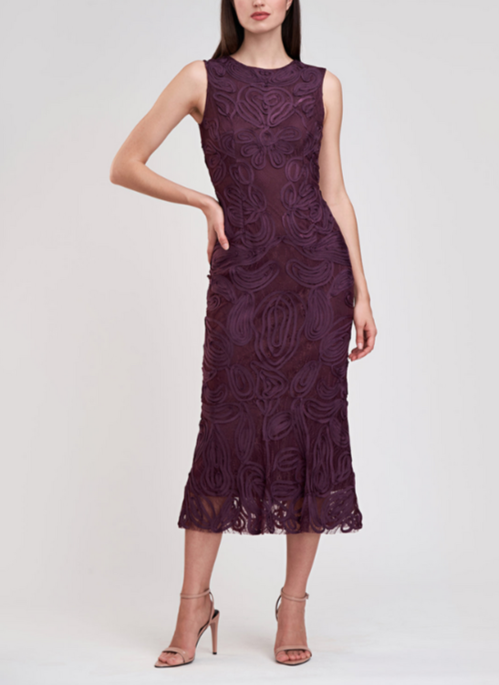 JS COLLECTIONS Meli Soutache Tea Length Dress MSRP $328